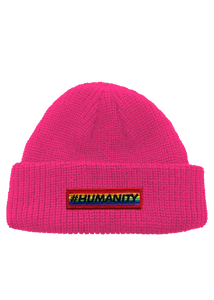 Humantiy Pride Bar Patch Neon Color Rollup Fisherman Knit Beanie