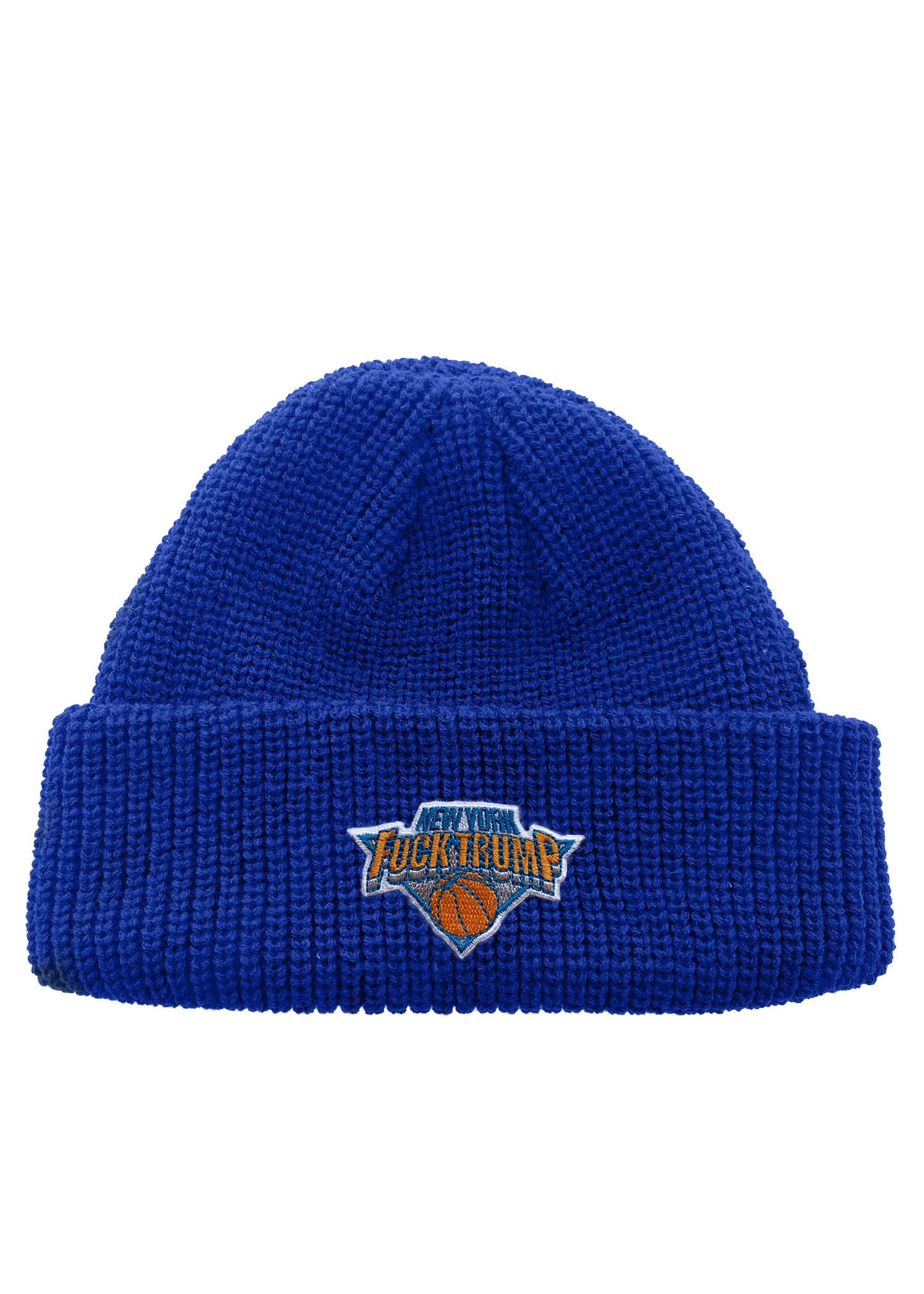 Fuck Trump NY Hoops Patch Neon Color Fisherman Knit Beanie