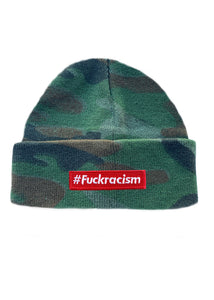Fuckracism Bar Patch Classic Rollup Fisherman Knit Beanie