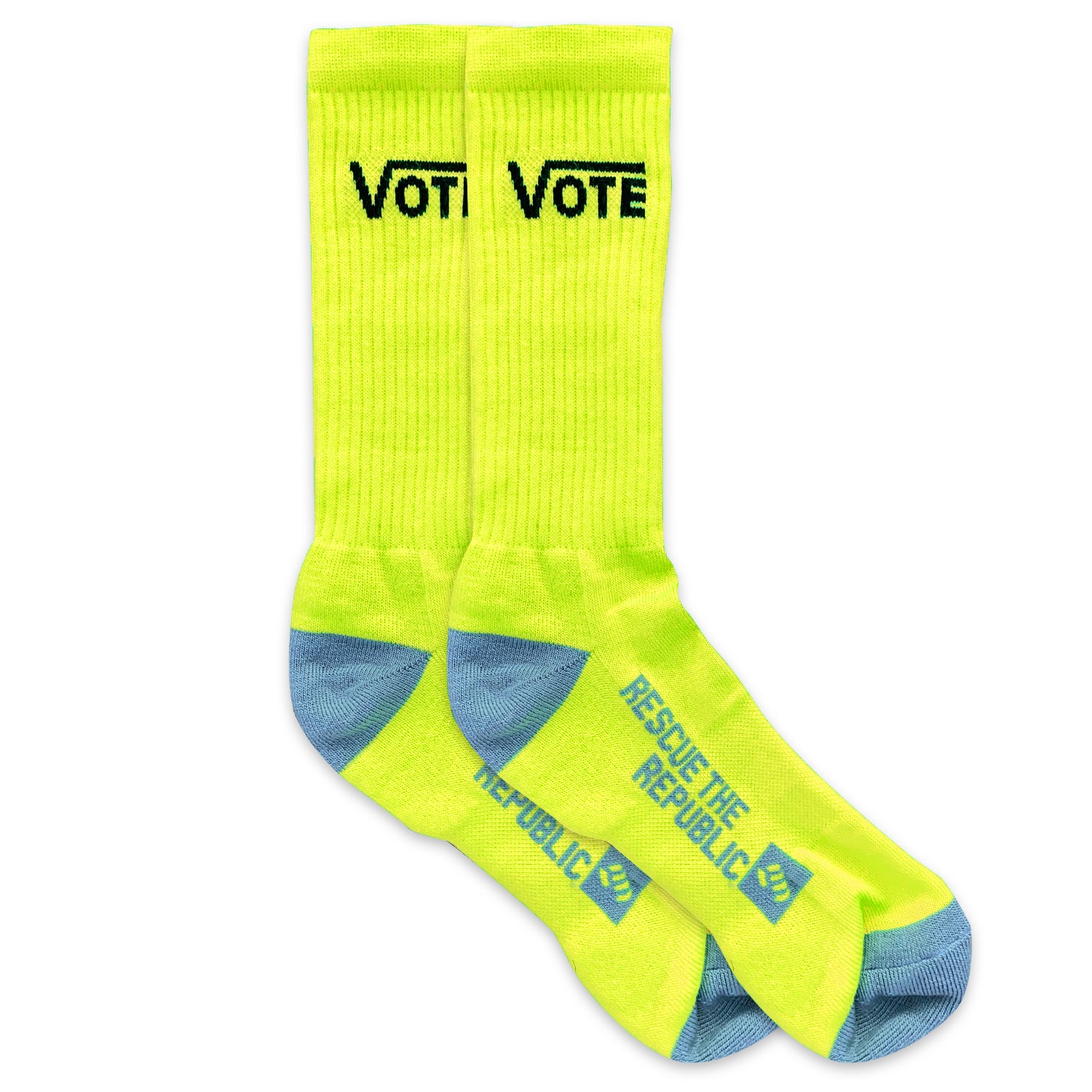 Vote Neon Yellow Crew Socks