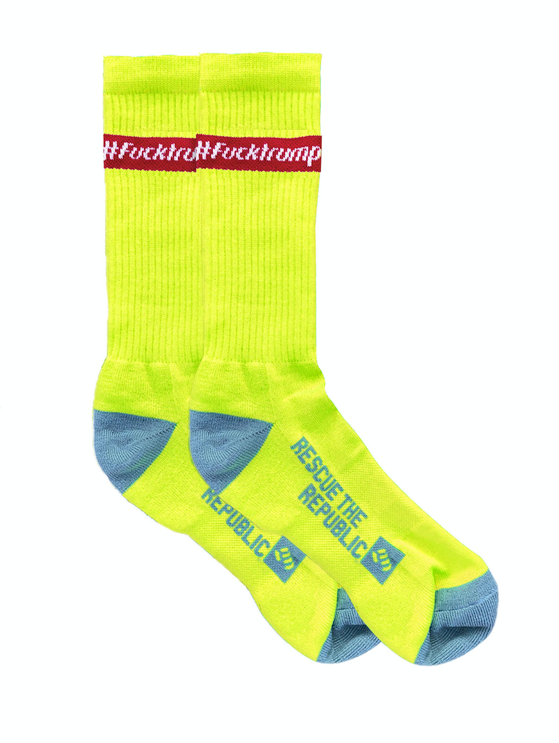 Fucktrump Bar Neon Yellow Crew Socks