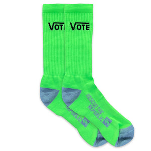 Vote Neon Green Crew Socks