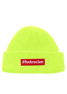Fuckracism Bar Patch Neon Color Fisherman Knit Beanie