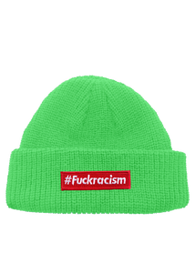 Fuckracism Bar Patch Neon Color Fisherman Knit Beanie