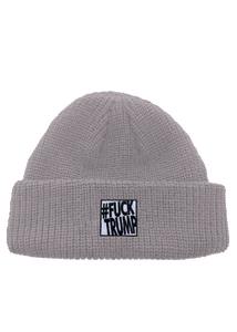 Oversized Fuck Trump Patch Classic Rollup Knit Beanie